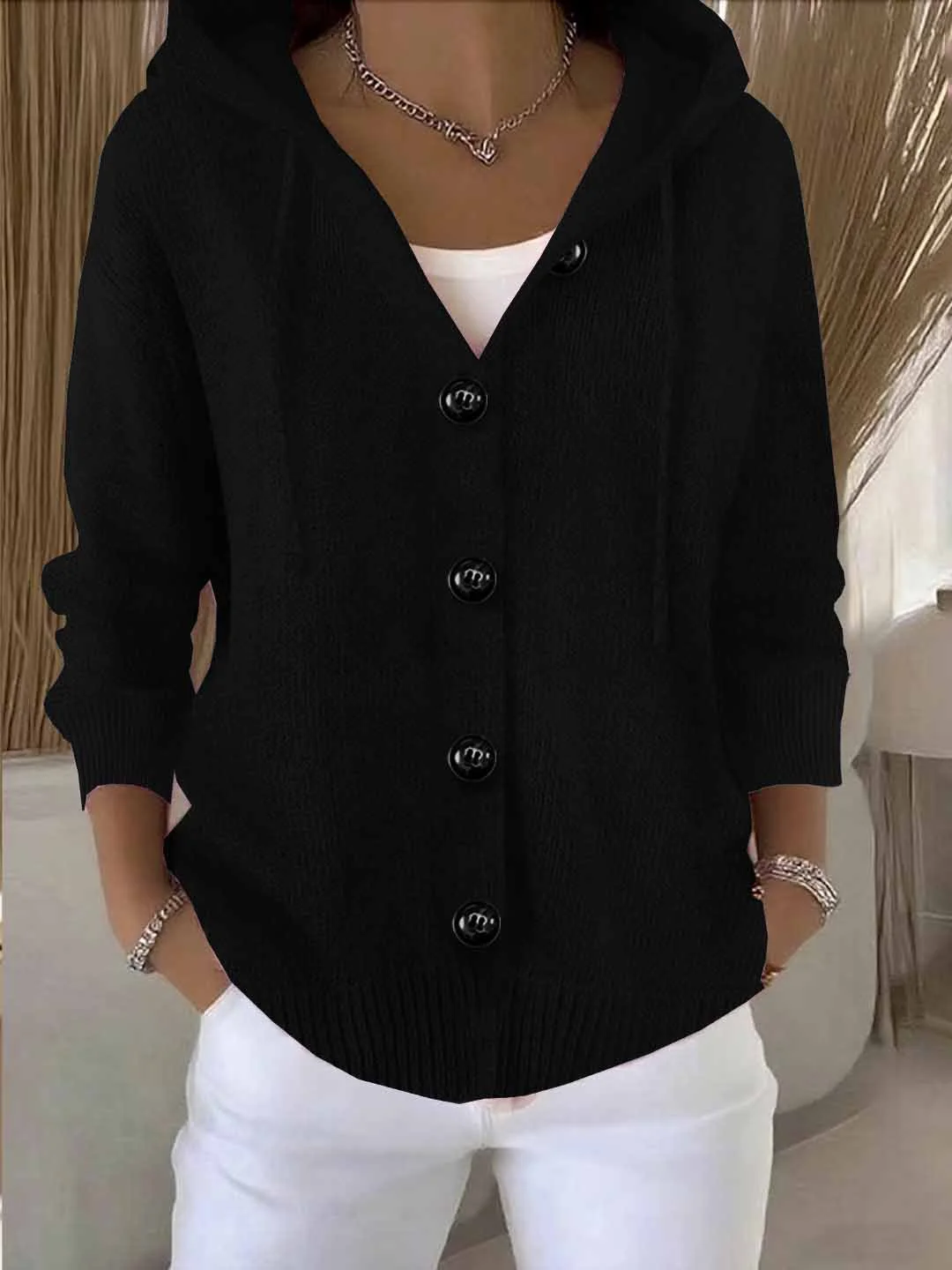 Cardigans Femmes Décontracté Plain Hiver Polyester Faire la navette Ample Sans Manches Droit Élasticité moyenne