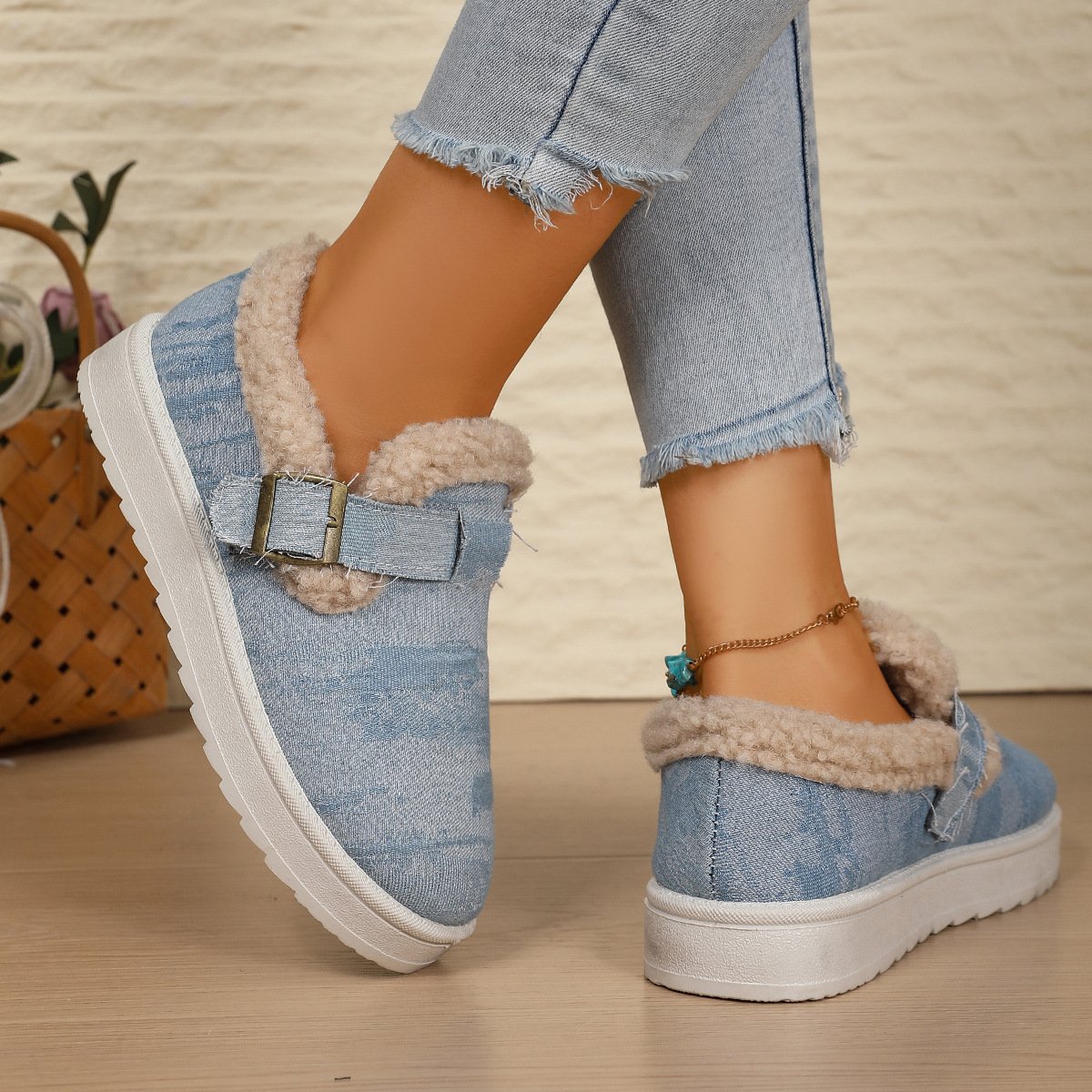 Chaussures à Tige Basse Femmes Décontracté Bloc de Couleur Toutes Les Saisons Polyester Quotidien à Talon Plat Bout Fermé Caoutchouc à Enfiler
