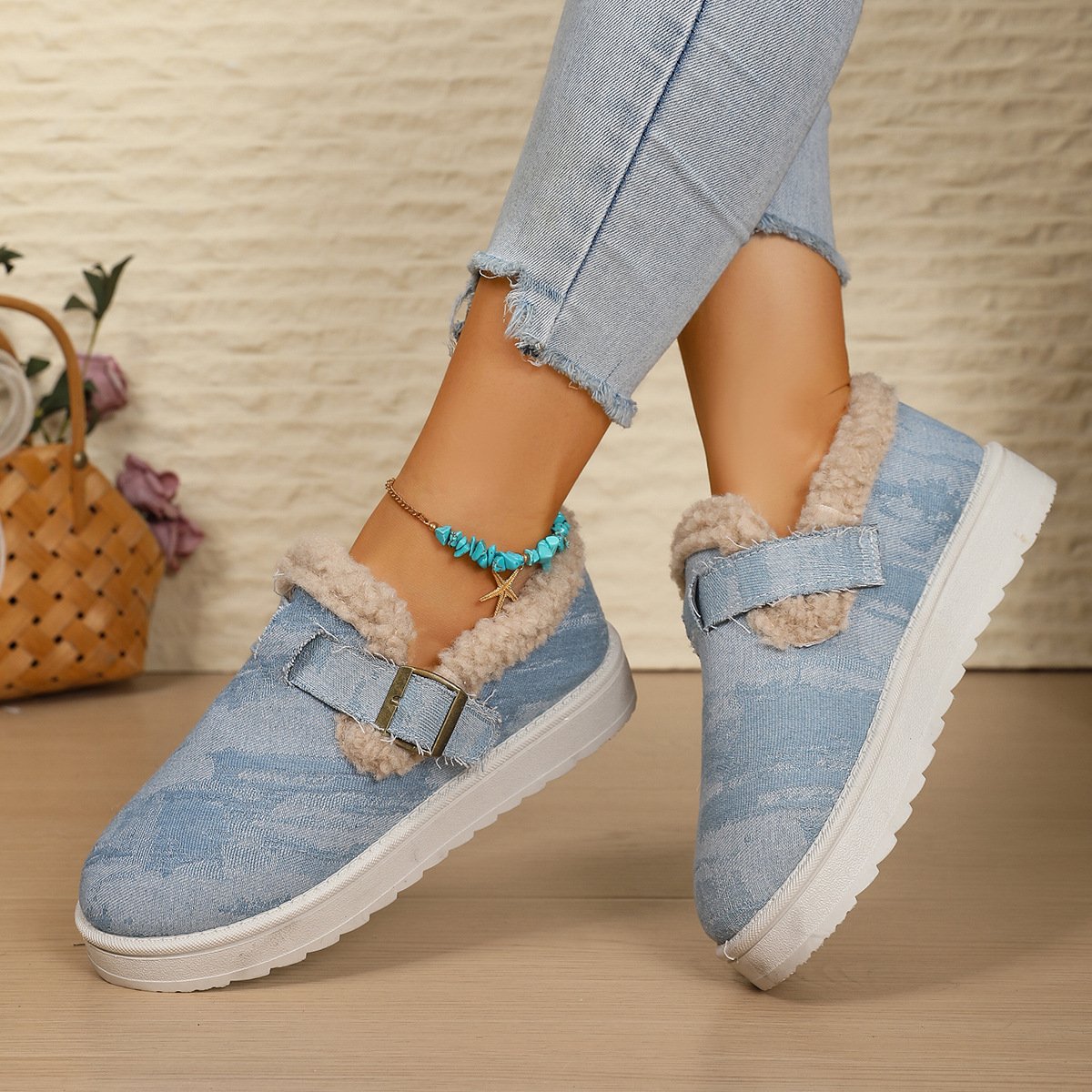 Chaussures à Tige Basse Femmes Décontracté Bloc de Couleur Toutes Les Saisons Polyester Quotidien à Talon Plat Bout Fermé Caoutchouc à Enfiler