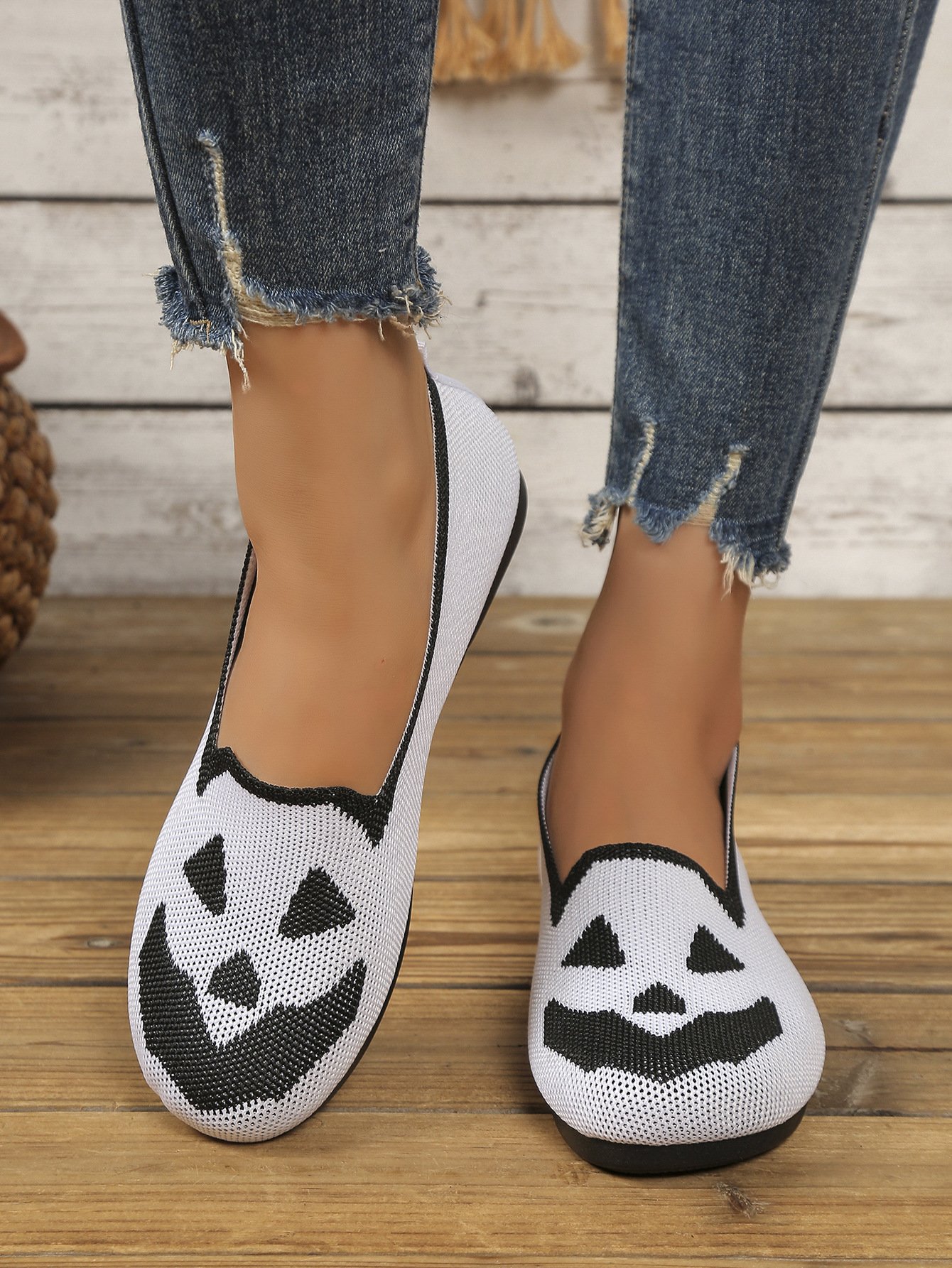 Chaussures à Tige Basse Géométrique Décontracté Toutes Les Saisons Vacances à Talon Plat Toile Caoutchouc à Enfiler Chaussures à Tige Basse pour Femmes