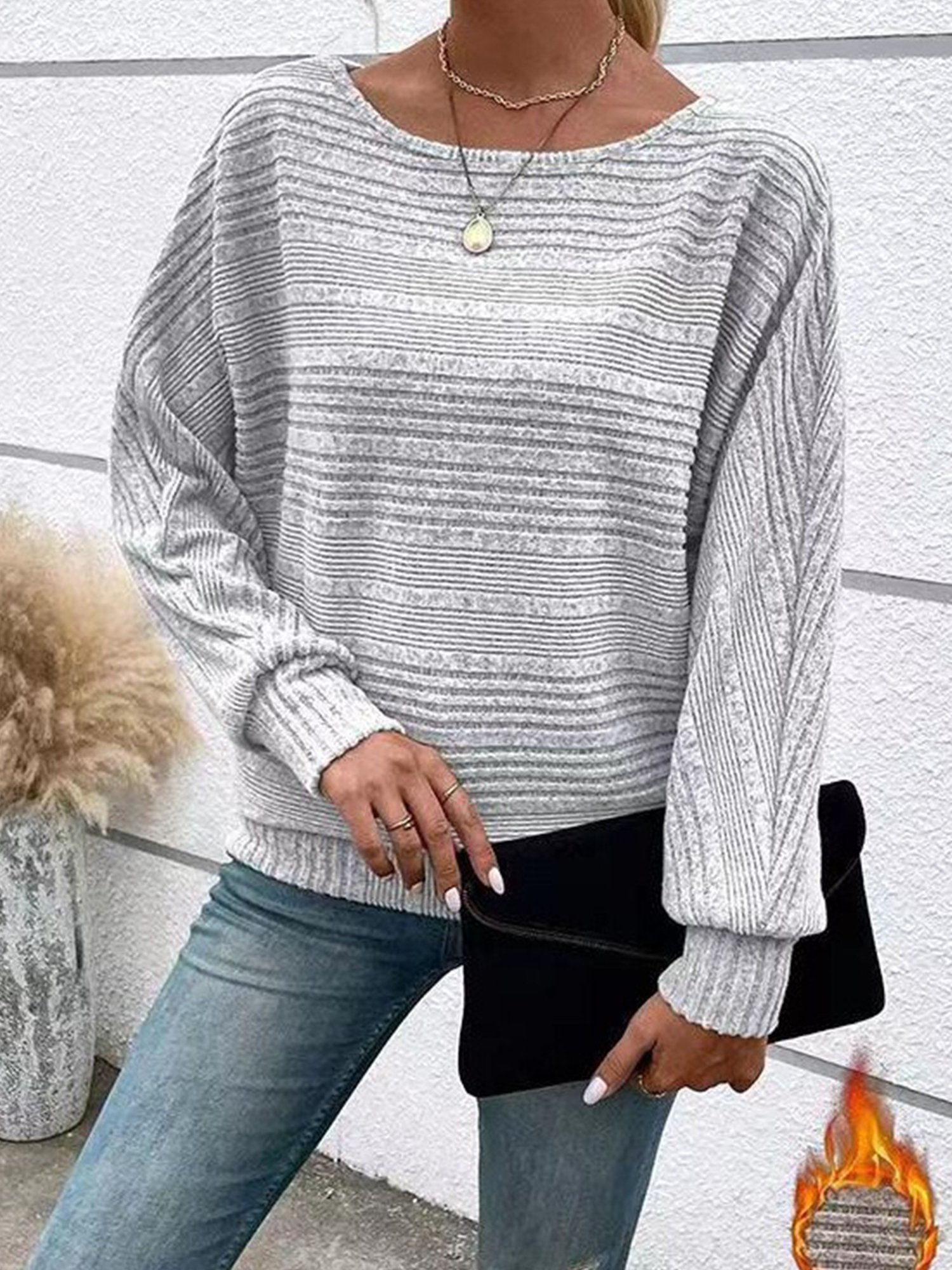 Blouses Décontracté Plain Printemps / Automne Ample Manches Longues Col Rond Régulier Droit Régulier pour Femmes