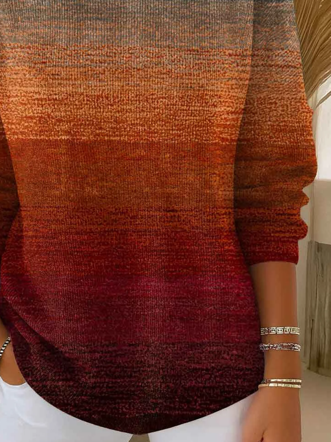 Pulls Simple Abstrait Printemps / Automne Polyester Imprimé Faire la navette Coupe Régulière Manches Longues Régulier pour Femmes