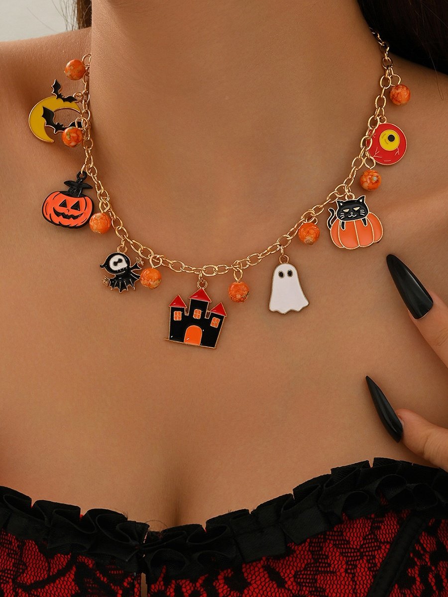 Collier Chat Rue Toutes Les Saisons Chaîne Fête Métal Toussaint Chaîne Colliers pour Femmes