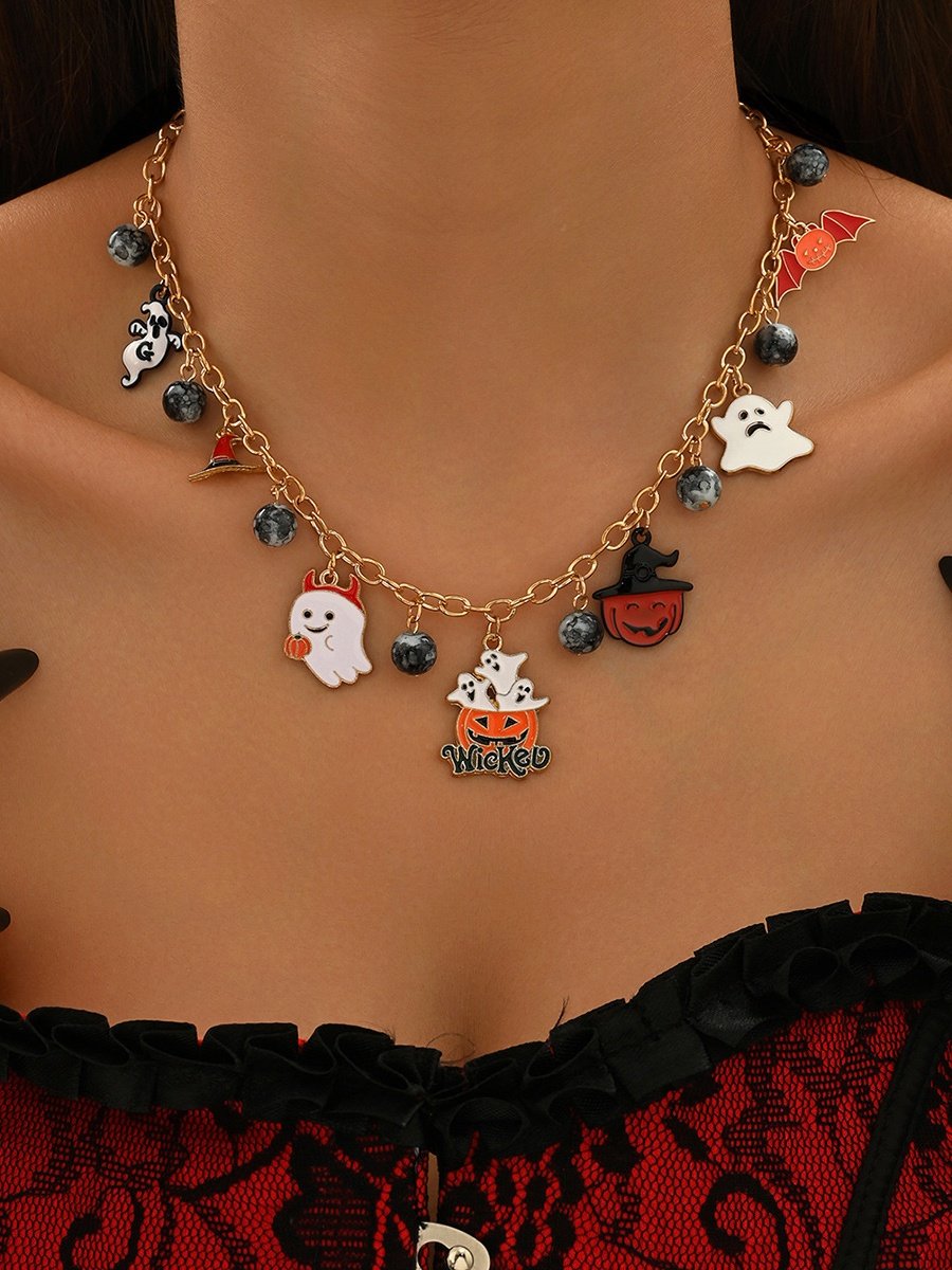 Collier Chat Rue Toutes Les Saisons Chaîne Fête Métal Toussaint Chaîne Colliers pour Femmes