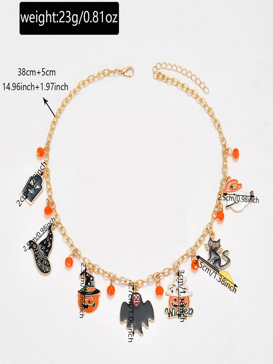 Collier Chat Rue Toutes Les Saisons Chaîne Fête Métal Toussaint Chaîne Colliers pour Femmes