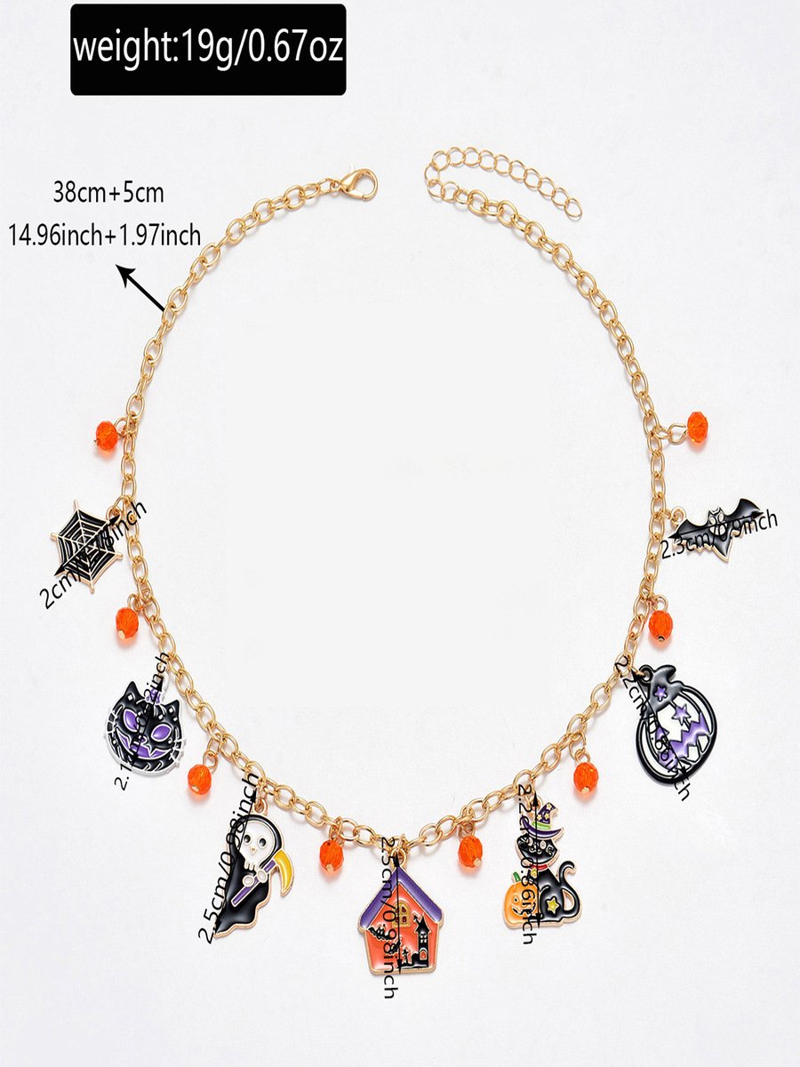 Collier Chat Rue Toutes Les Saisons Chaîne Fête Métal Toussaint Chaîne Colliers pour Femmes