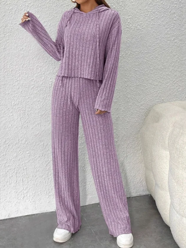 Deux Pièces Ensembles Rue Plain Printemps / Automne Gaufrage Naturel Micro-élasticité Sortie Coupe Régulière Manches Longues pour Femmes