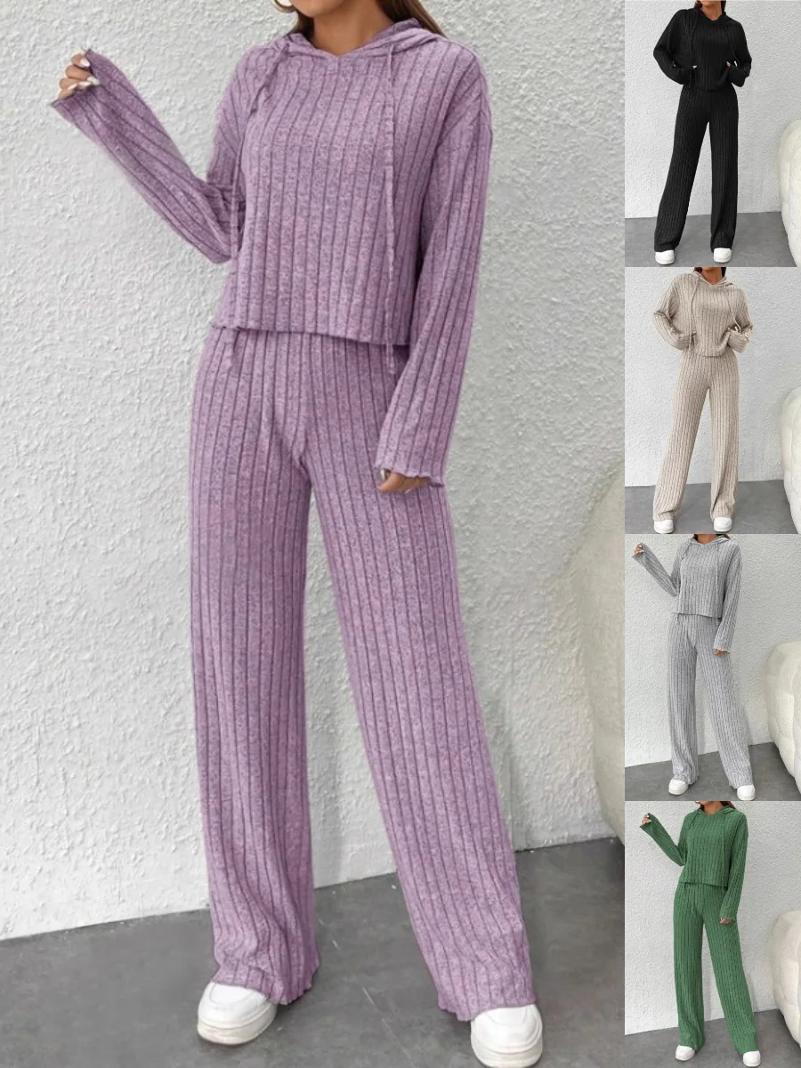 Deux Pièces Ensembles Rue Plain Printemps / Automne Gaufrage Naturel Micro-élasticité Sortie Coupe Régulière Manches Longues pour Femmes