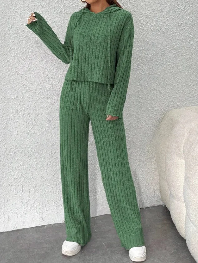 Deux Pièces Ensembles Rue Plain Printemps / Automne Gaufrage Naturel Micro-élasticité Sortie Coupe Régulière Manches Longues pour Femmes