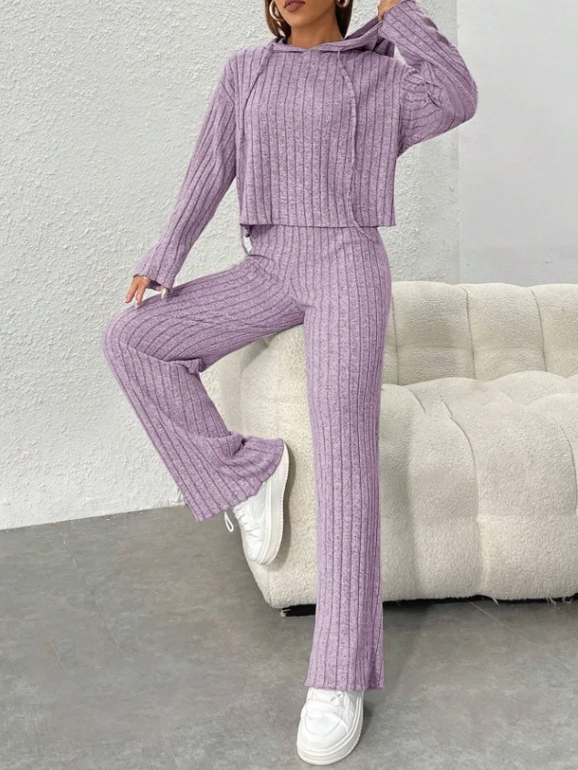 Deux Pièces Ensembles Rue Plain Printemps / Automne Gaufrage Naturel Micro-élasticité Sortie Coupe Régulière Manches Longues pour Femmes