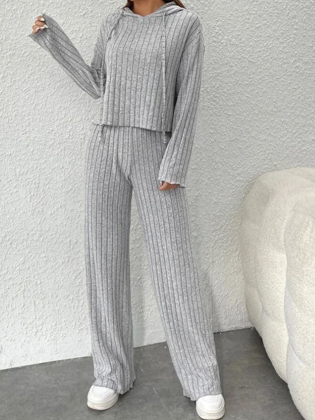 Deux Pièces Ensembles Rue Plain Printemps / Automne Gaufrage Naturel Micro-élasticité Sortie Coupe Régulière Manches Longues pour Femmes