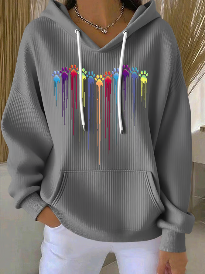 à Capuche Décontracté Imprimé d'Animal Printemps / Automne Sweat-shirt à Capuche Quotidien Manches Longues Régulier Trapèze Régulier pour Femmes