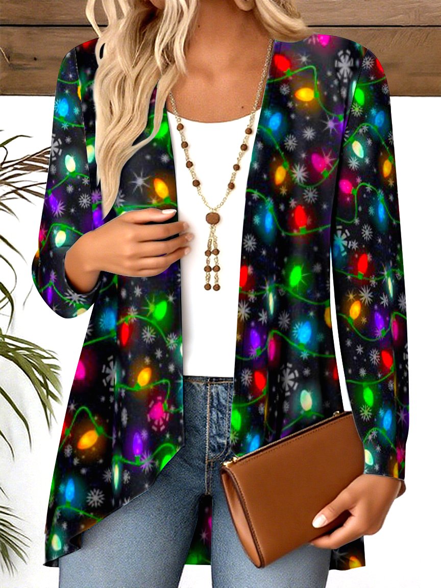 Blouses Femmes Décontracté Printemps / Automne Noël Polyester Col V Quotidien Manches Longues Régulier Trapèze