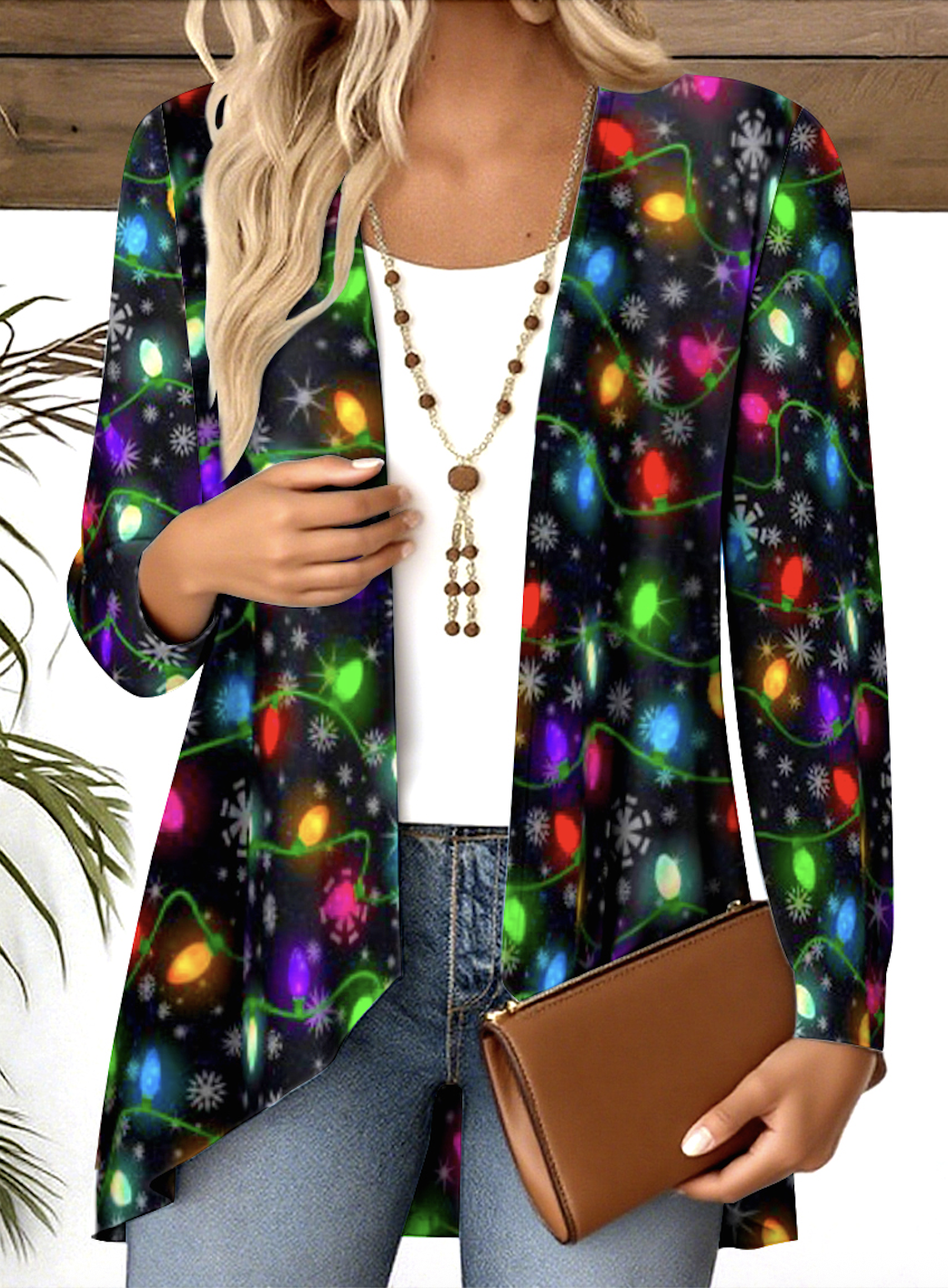 Blouses Femmes Décontracté Printemps / Automne Noël Polyester Col V Quotidien Manches Longues Régulier Trapèze