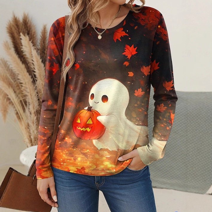 T-shirts Décontracté Ombre Printemps / Automne Micro-élasticité Quotidien Coupe Régulière Manches Longues Régulier Régulier pour Femmes