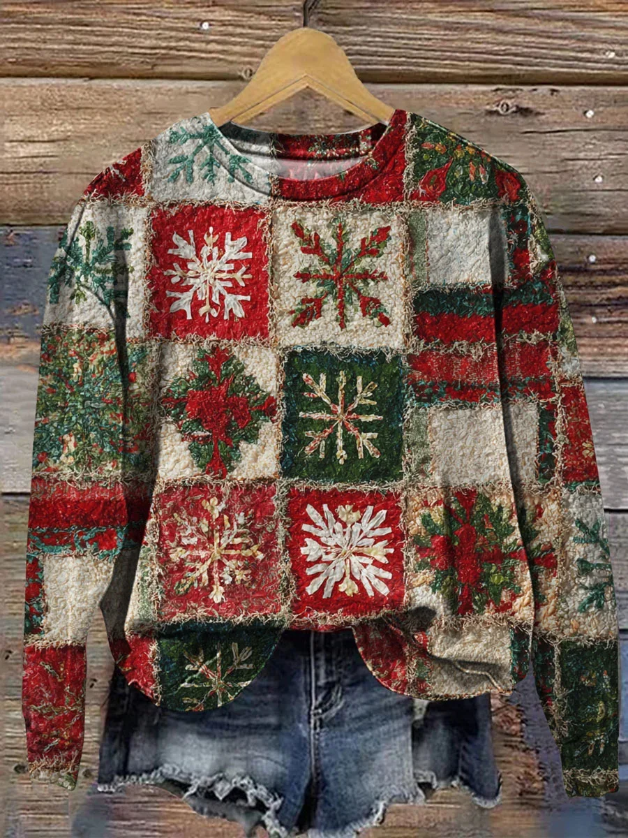 Sweat-shirts Femmes Décontracté Printemps / Automne Noël Polyester Imprimé Aucune élasticité Quotidien Ample Col Rond