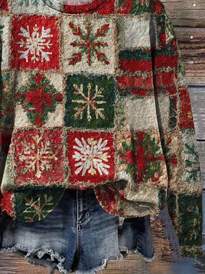 Sweat-shirts Femmes Décontracté Printemps / Automne Noël Polyester Imprimé Aucune élasticité Quotidien Ample Col Rond