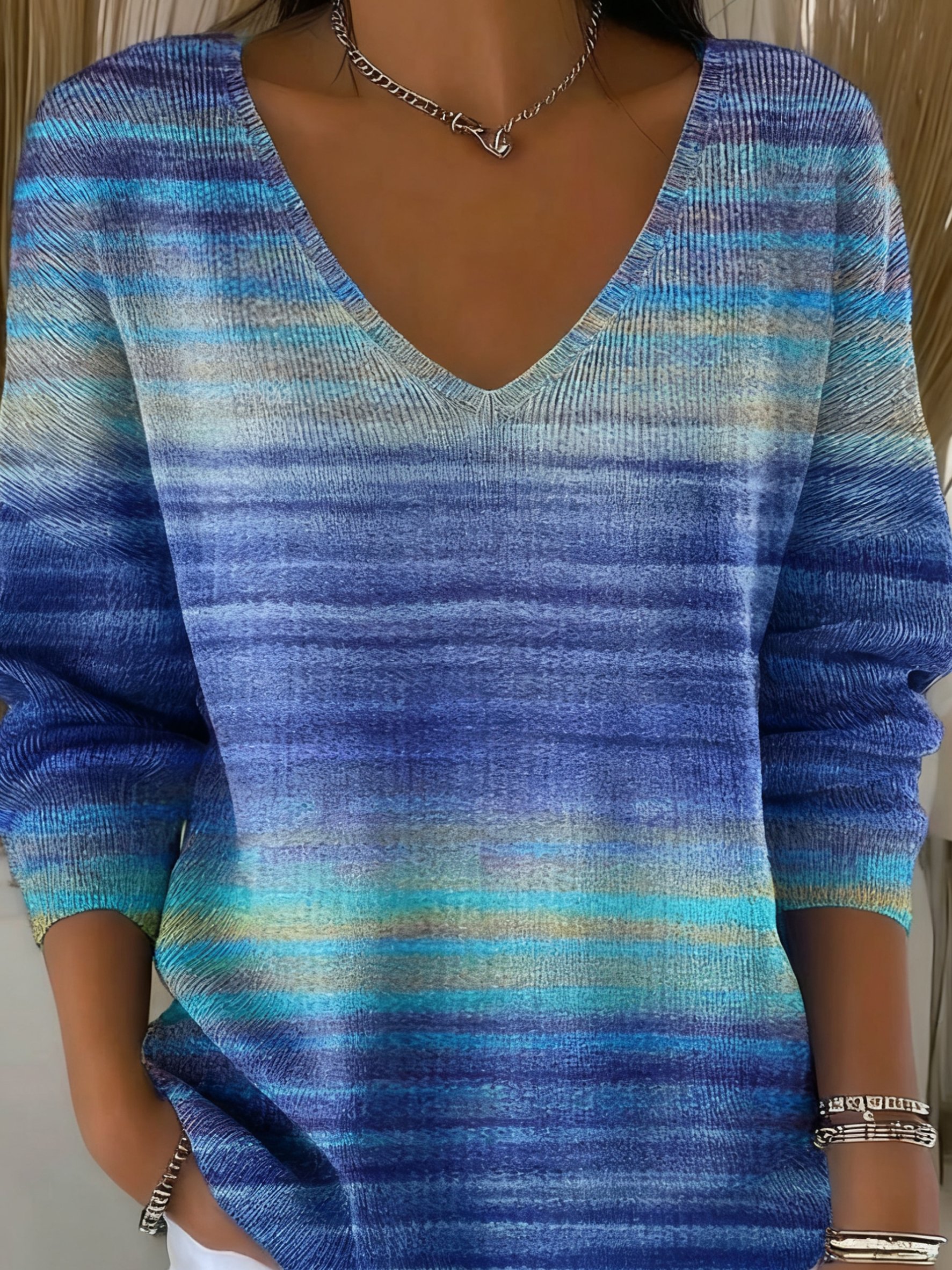 Pulls Décontracté Ombre Printemps / Automne Micro-élasticité Coupe Régulière Manches Longues Régulier Trapèze Régulier pour Femmes