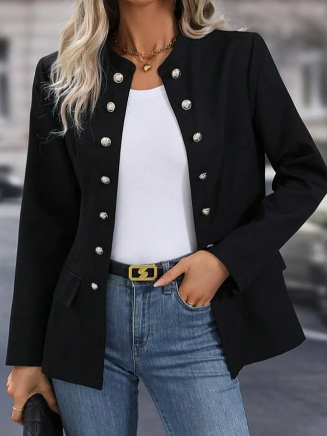 Manches Longues Régulier Plain Blouson pour Femmes