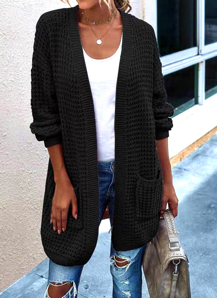 Cardigans Femmes Décontracté Plain Printemps / Automne Polyester Col V Quotidien Coupe Régulière Manches Longues Régulier