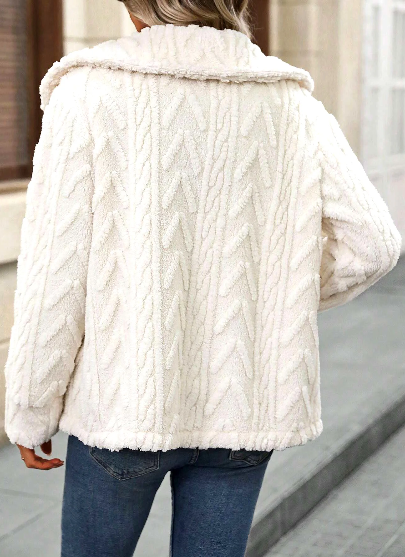 Micro-élasticité Col Châle Manches Longues Régulier Plain Blouson pour Femmes