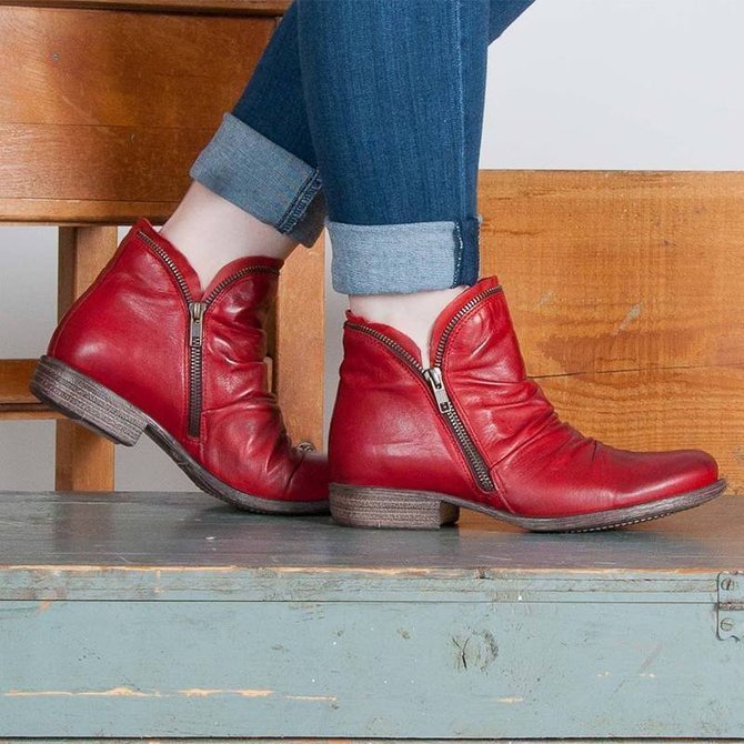 Chelsea Bottes Femme Boho Plain Automne Zip Faire la navette Talon Bas PU Caoutchouc Chelsea Bottes