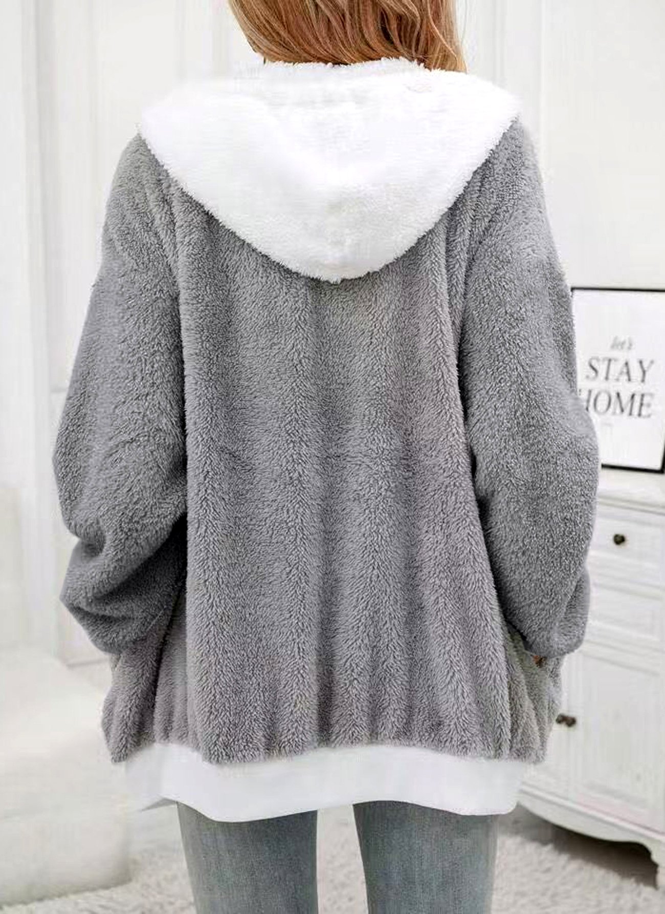 Micro-élasticité Sweat-shirt à Capuche Manches Longues Régulier Bloc de Couleur Sweat à capuche zippé Blouson pour Femmes