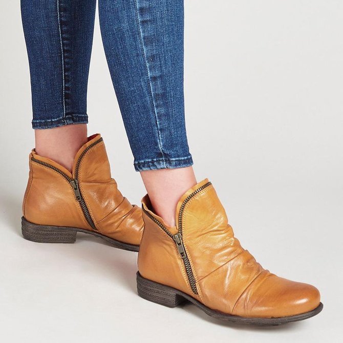 Chelsea Bottes Femme Boho Plain Automne Zip Faire la navette Talon Bas PU Caoutchouc Chelsea Bottes