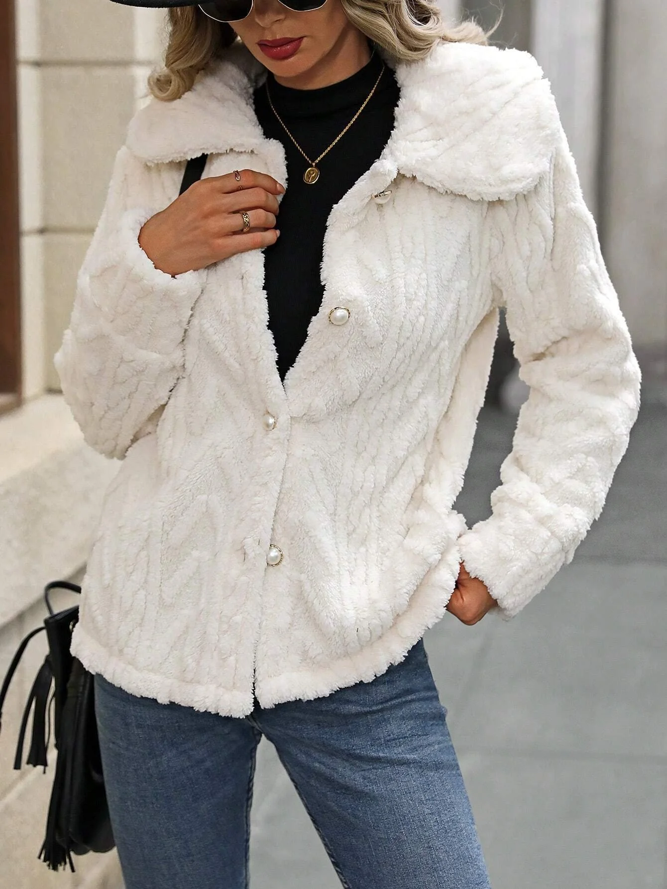 Micro-élasticité Col Châle Manches Longues Régulier Plain Blouson pour Femmes