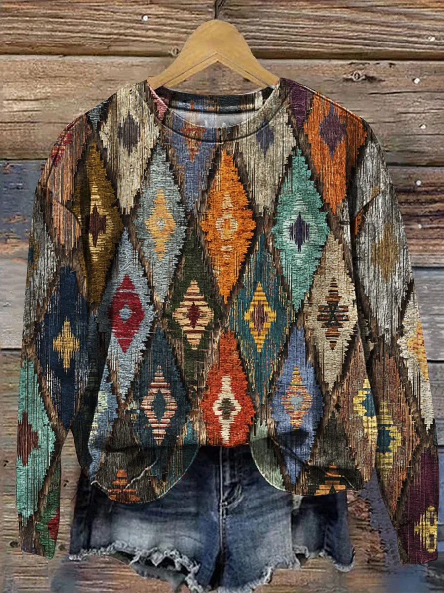 Sweat-shirts Décontracté Abstrait Printemps / Automne Polyester Imprimé Naturel Ample Col Rond Régulier pour Femmes