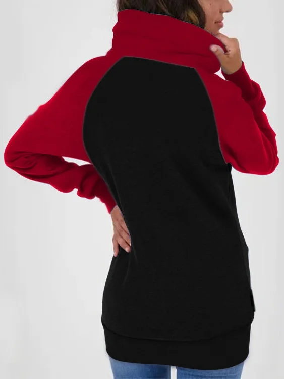 Micro-élasticité Col Montant Manches Longues Régulier Plain Blouson Aviateur Blouson Joint Fendu pour Femmes