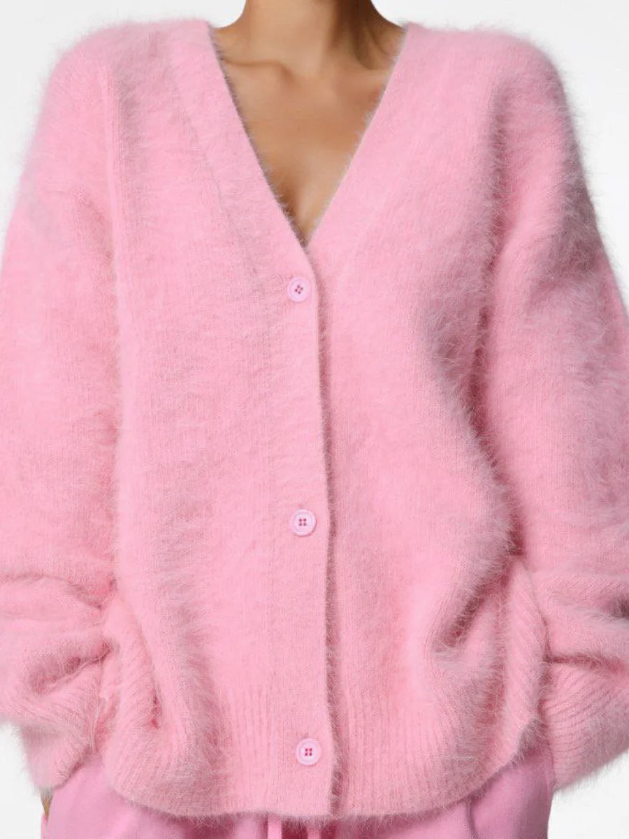 Micro-élasticité Col V Manches Longues Régulier Plain Kimono Joint Fendu pour Femmes