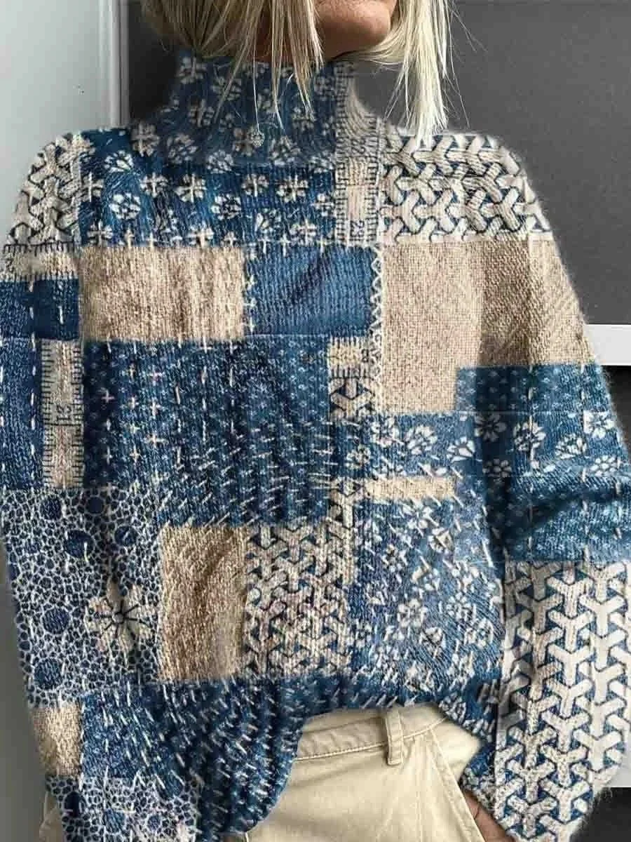 Pulls Femmes Décontracté Abstrait Printemps / Automne Polyester Quotidien Col Roulé Régulier Droit Élasticité moyenne