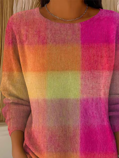 Pulls Décontracté Abstrait Printemps / Automne Polyester Imprimé Domestique Manches Longues Col Rond Droit pour Femmes