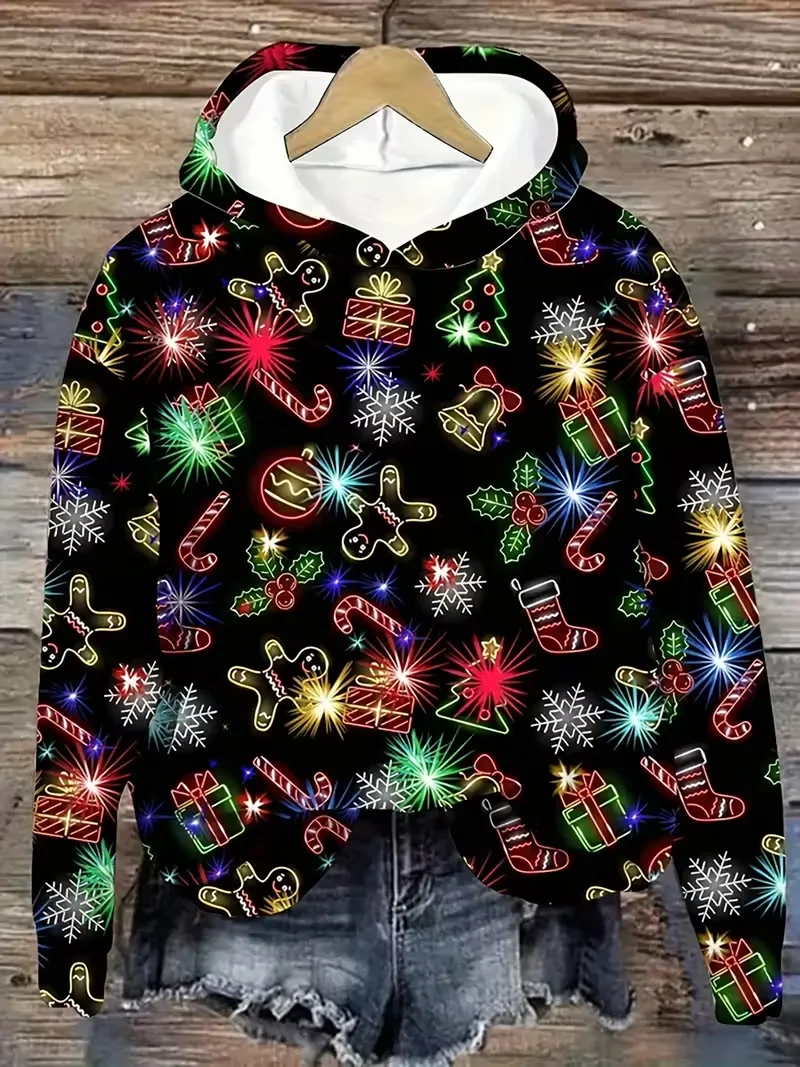 à Capuche Femmes Décontracté Printemps / Automne Noël Coton Micro-élasticité Ample Manches Longues Droit Régulier