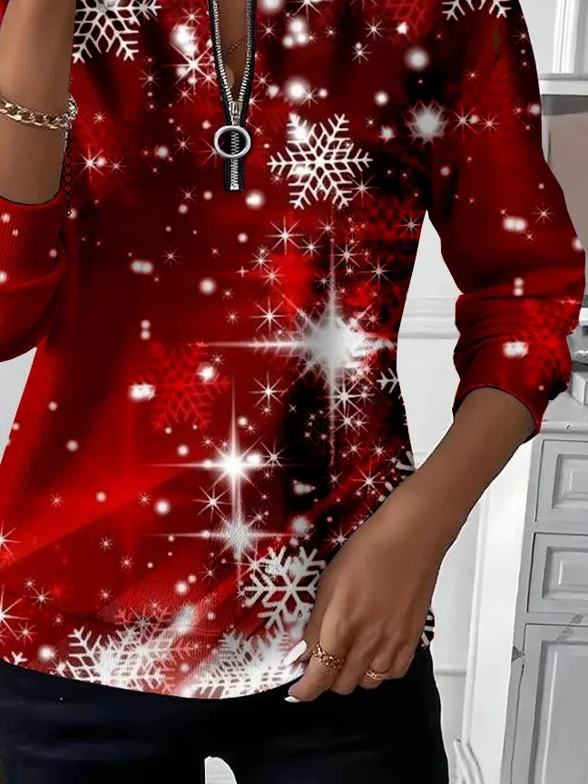 Sweat-shirts Décontracté Printemps / Automne Noël Micro-élasticité Quotidien Manches Longues Col Rond Droit Régulier pour Femmes