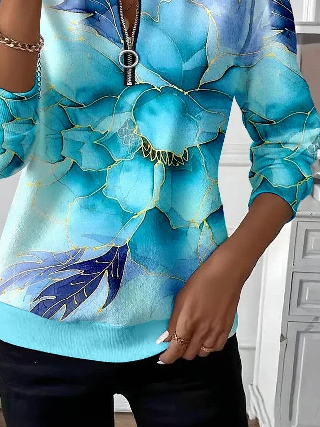 Sweat-shirts Décontracté Abstrait Printemps / Automne Polyester Micro-élasticité Ample Régulier Droit T.-N.-L. pour Femmes