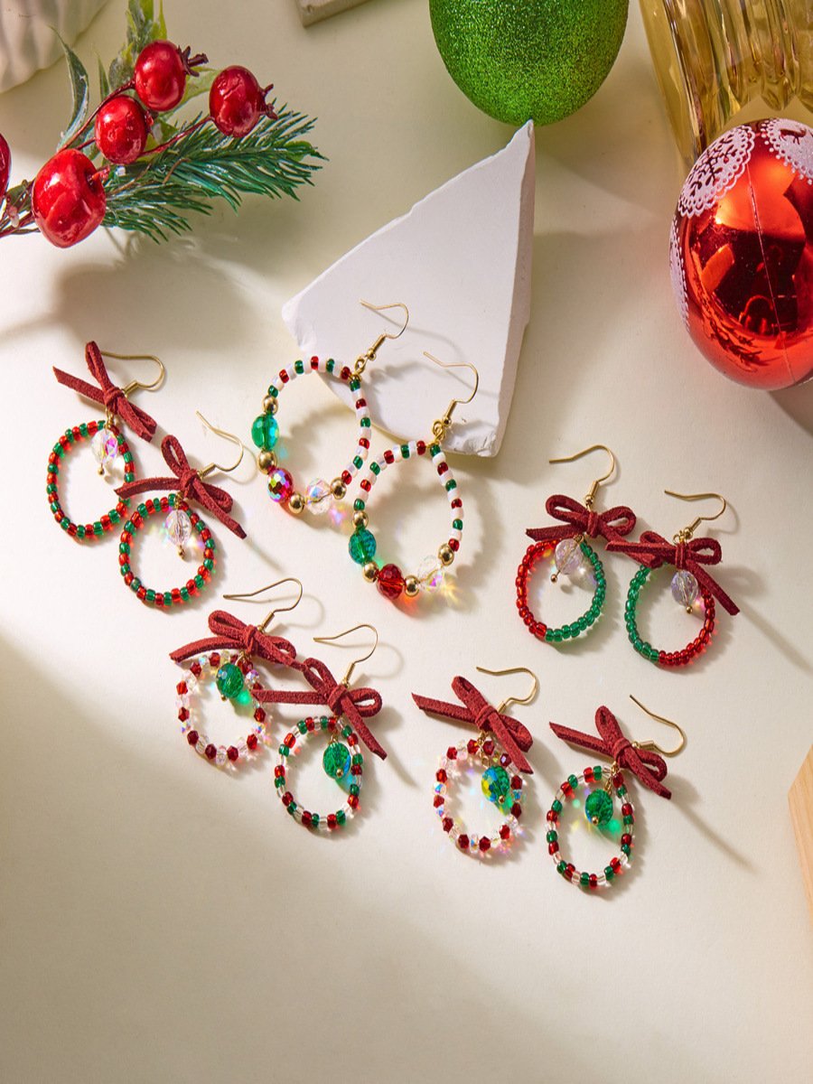 Boucles d'oreilles Femme Bloc de Couleur Urbain Toutes Les Saisons Joint Fendu Fête Métal Résine Noël Pendre