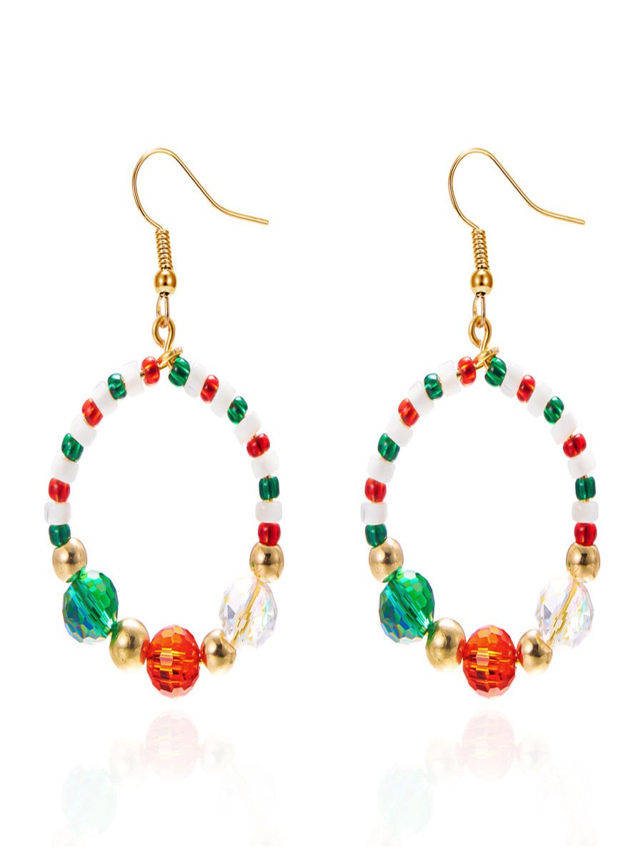 Boucles d'oreilles Femme Bloc de Couleur Urbain Toutes Les Saisons Joint Fendu Fête Métal Résine Noël Pendre