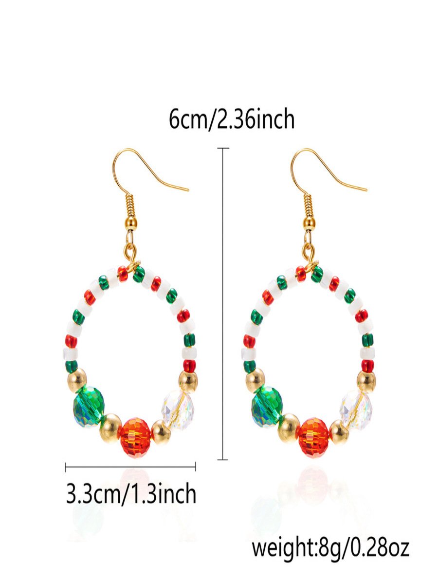 Boucles d'oreilles Femme Bloc de Couleur Urbain Toutes Les Saisons Joint Fendu Fête Métal Résine Noël Pendre