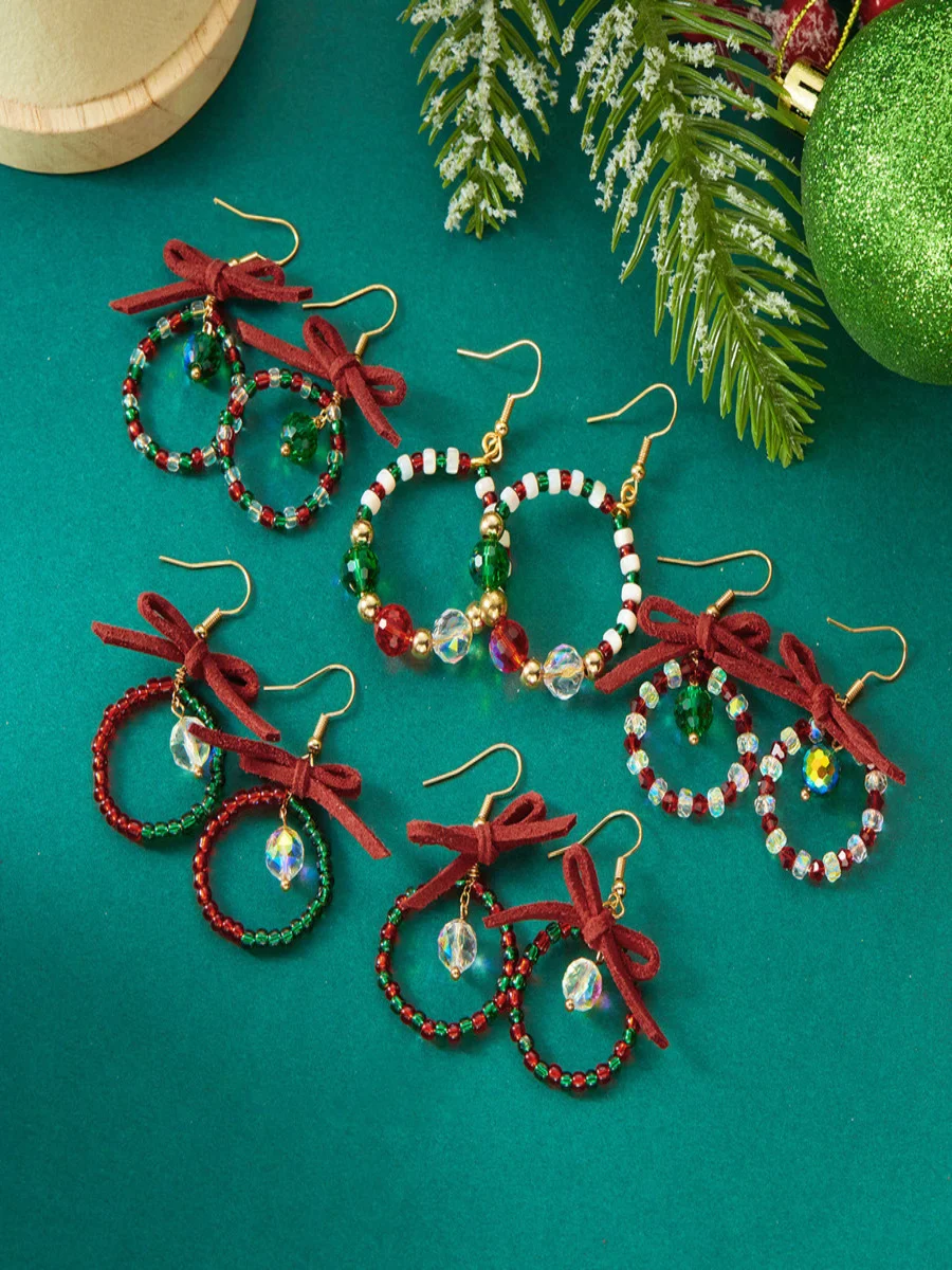 Boucles d'oreilles Femme Bloc de Couleur Urbain Toutes Les Saisons Joint Fendu Fête Métal Résine Noël Pendre