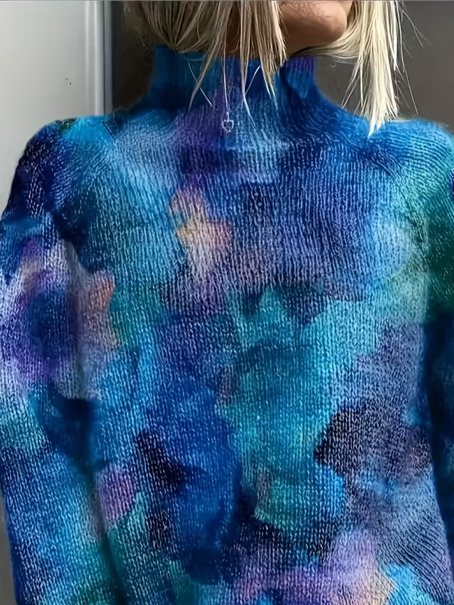 Pulls Décontracté Abstrait Printemps / Automne Polyester Ample Manches Longues Col Roulé Régulier Droit pour Femmes