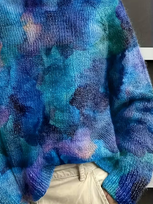 Pulls Décontracté Abstrait Printemps / Automne Polyester Ample Manches Longues Col Roulé Régulier Droit pour Femmes