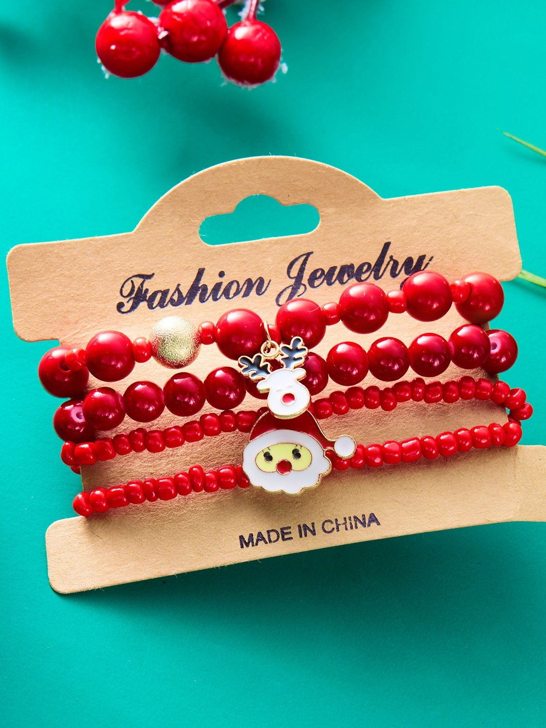 Bracelets Rétro Père Noël Toutes Les Saisons Roulotté Sortie Résine Cuir Noël multicouche Bracelet pour Femmes