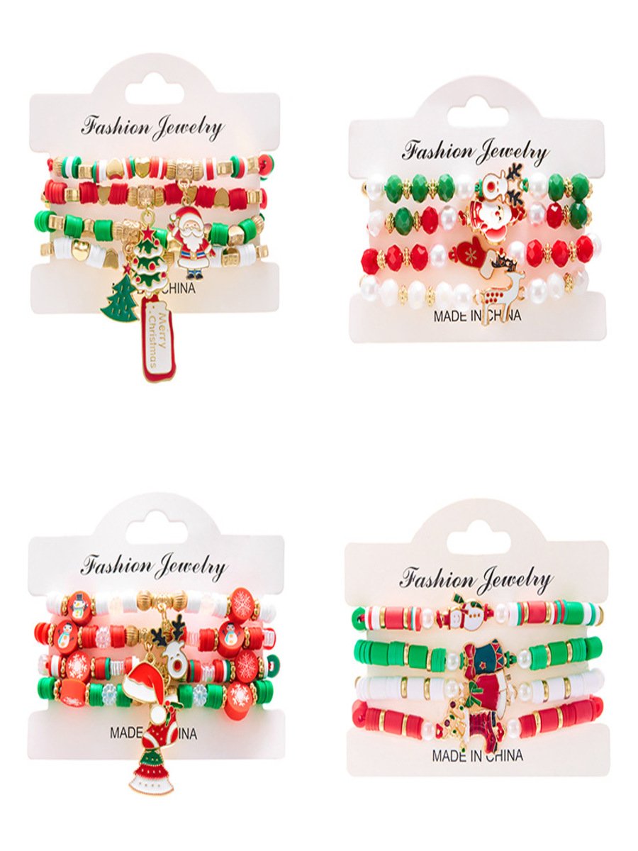 Bracelets Décontracté Plain Toutes Les Saisons Joint Fendu Faire la navette Noël multicouche Bracelet Céramique pour Femme