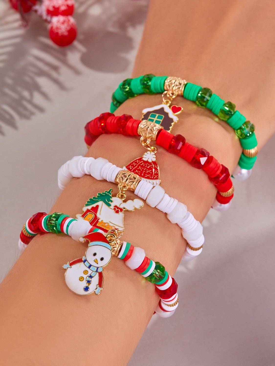Bracelets Décontracté Plain Toutes Les Saisons Joint Fendu Faire la navette Noël multicouche Bracelet Céramique pour Femme
