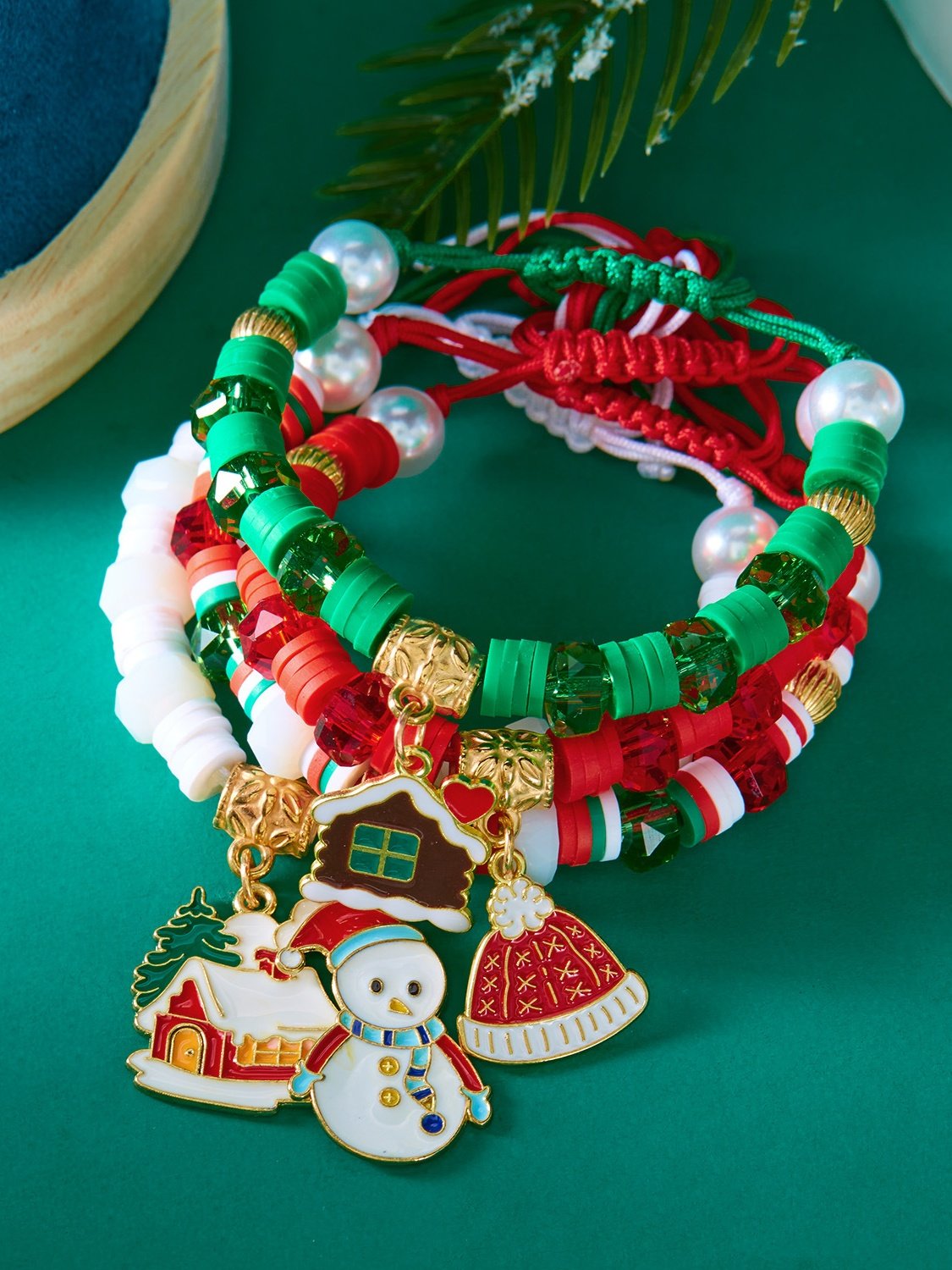 Bracelets Décontracté Plain Toutes Les Saisons Joint Fendu Faire la navette Noël multicouche Bracelet Céramique pour Femme