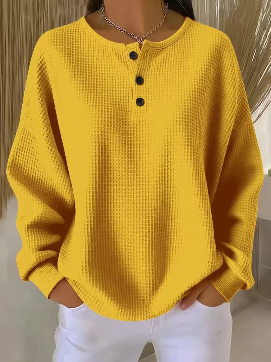 T-shirts Femmes Simple Plain Printemps / Automne Polyester Faire la navette Ample Col Rond Droit Régulier