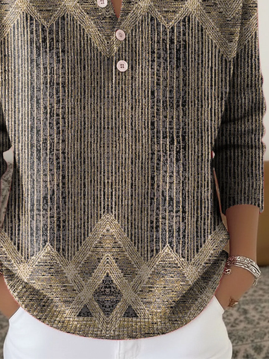 Tricoté Tops Motif dégradé Rétro Printemps / Automne Micro-élasticité Manches Longues Col Rond Régulier Droit Régulier pour Femmes