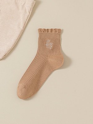 Chaussettes Femmes Simple Motifs de broderie Toutes Les Saisons Coton Brodé Anti-bactérien Quotidien Chaussettes sur le mollet Régulier